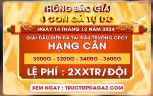 Thông báo giải 4 con gà tự do tại trường gà CPC1 14/12/2024 